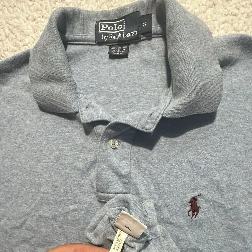 Polo Ralph Lauren Men Shirt Size S Light Blue Heather Cotton Short Sleeve Polo